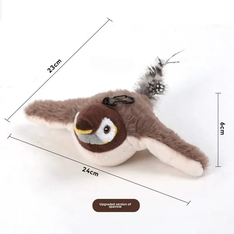 USB Rechargeable Interactive Cat Toy – Touch-Activated Plush Bird with Catnip & Sound for Cats and Dogs